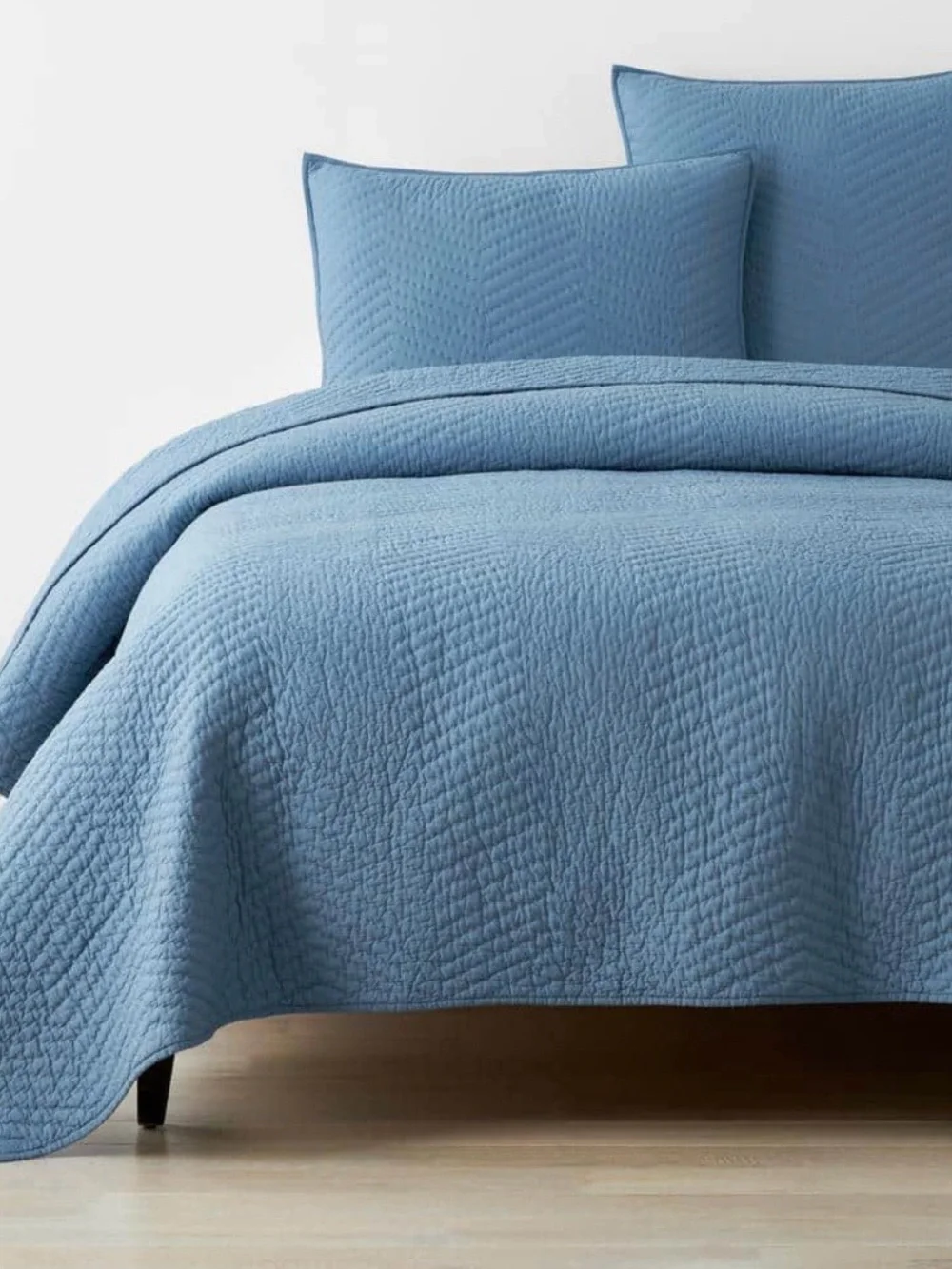 The Company Store Cotton Voile Quilt Twin Smoke Blue NWT Retail $224